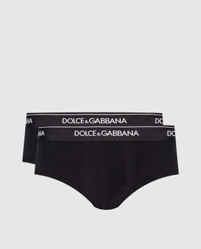 Dolce&Gabbana Набор черных слепых трусов с логотипом. M9C05JONN95