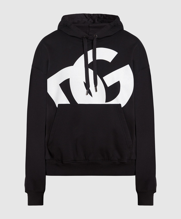 Dolce&Gabbana Black hoodie with contrast DG logo print G9ZM4TFU7DU