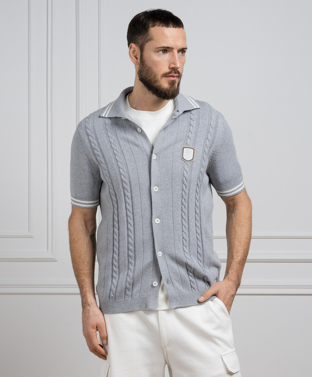 Brunello Cucinelli Серый кардиган с фактурным узором M28707905T изображение 3