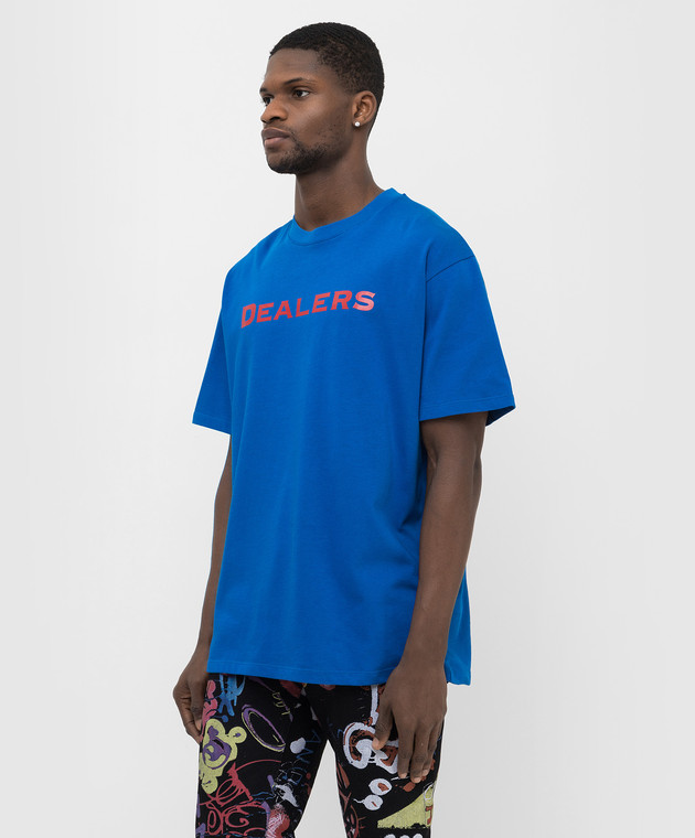 Just Don Синяя футболка с принтом 32JUSM14226326 изображение 3