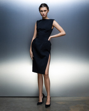 Thierry Mugler Черное платье-футляр с акцентными швами 23W1RO1362470