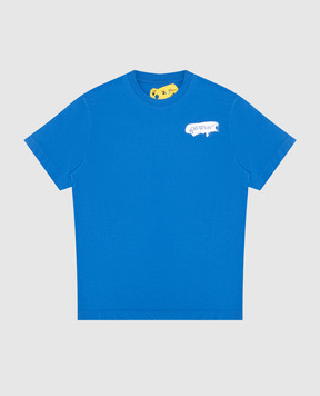 Off-White Детская синяя футболка с принтом логотипа Graphic OBAA002S24JER006