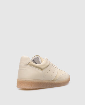 Maison Margiela MM6 Бежеві шкіряні кеди з логотипом 6 Court S59WS0212P6435