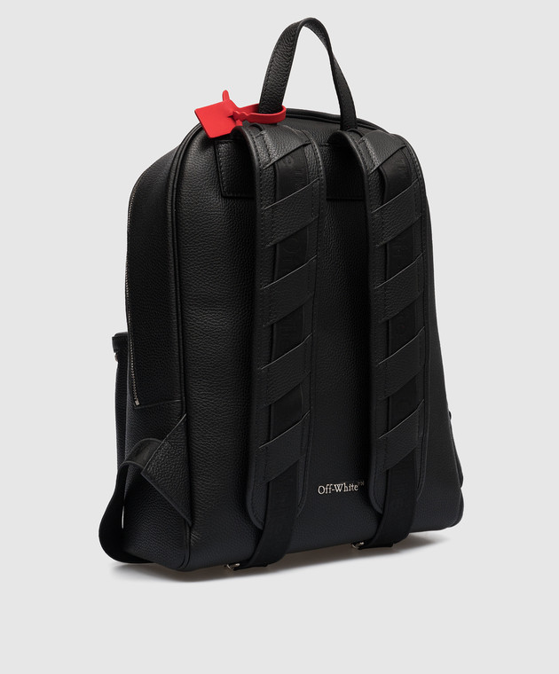 Off-White - Binder black leather backpack textured logo OMNB067S23LEA001 buy at Symbol