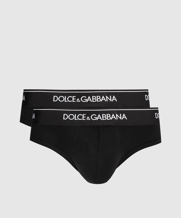 Dolce&Gabbana Set of black briefs with contrasting logo M9C03JONN95
