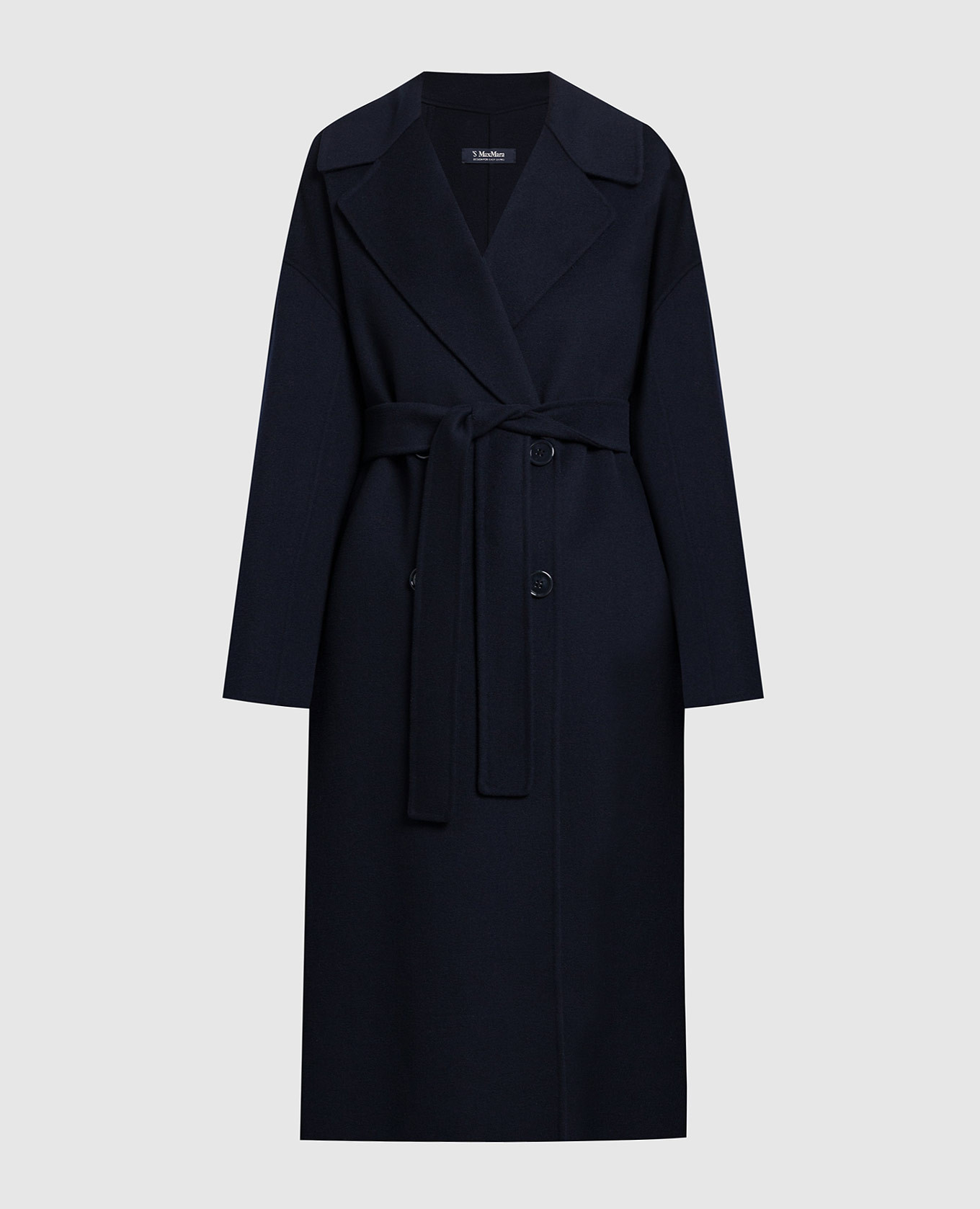 

Двубортное темно-синее пальто из шерсти, Тёмно-синий, Пальто