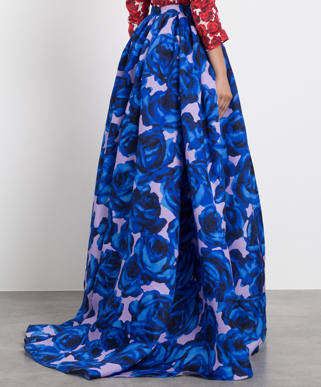 Carolina Herrera Синя спідниця максі з шовку в квітковий принт. R2211N305RGG зображення 4