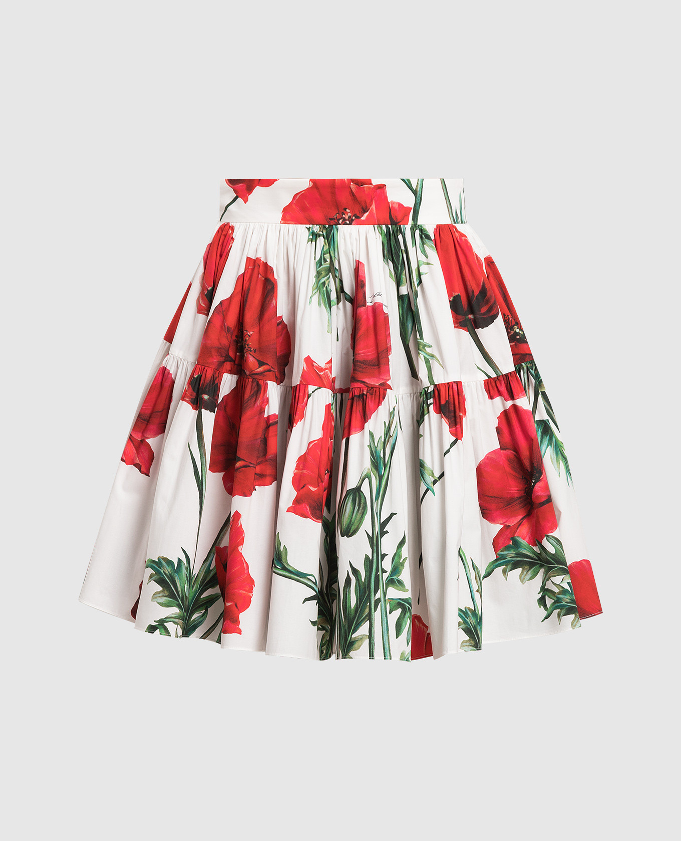 

Белая юбка мини с принтом Маки, Белый, Юбки-а-силуэта