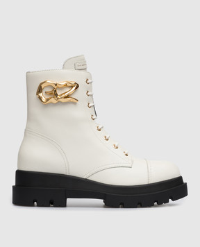 Giuseppe Zanotti Белые кожаные ботинки Tankie Boot I270014002