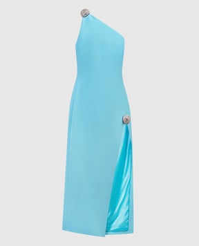 David Koma Голубое платье асимметричного кроя с кристаллами RE24DK93D