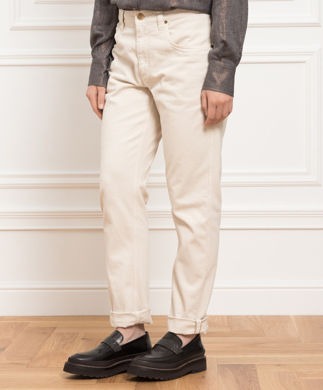 Brunello Cucinelli Світло-бежеві джинси з еколатунню M0H43P5754 зображення 3