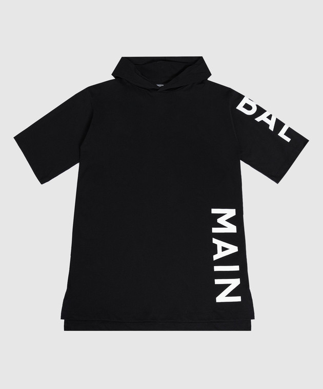 Balmain Children's black dress with logo BT1A51Z0082410