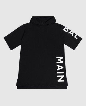 Balmain Детское черное платье с логотипом BT1A51Z0082410