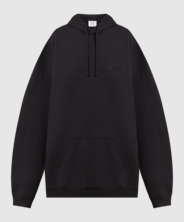 Vetements Black hoodie with logo embroidery UE54HD120B