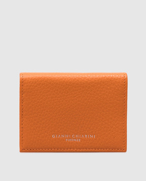 Gianni Chiarini Оранжевый кожаный картхолдер с принтом логотипа. PF503924PEGRN