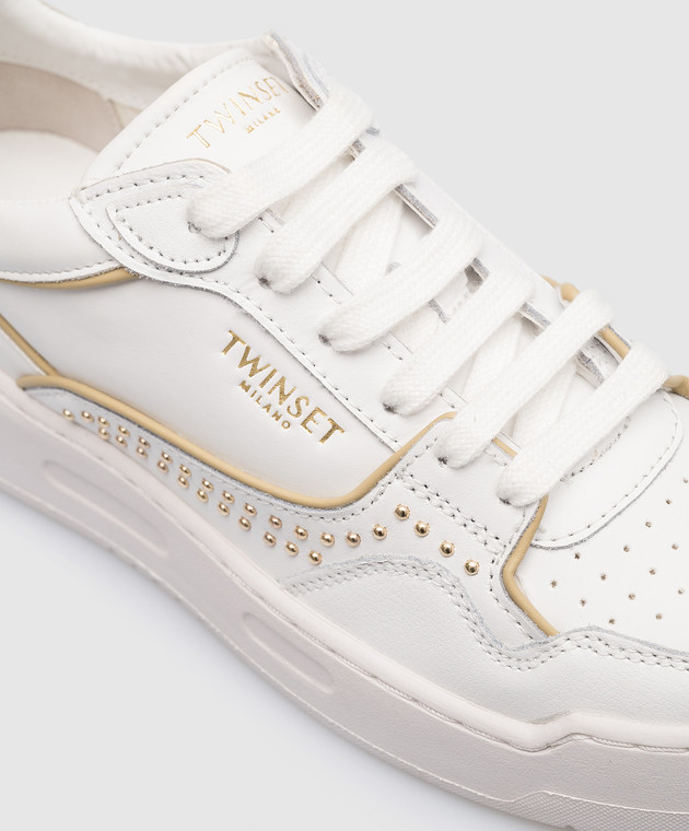 Twinset White sneakers with metal rivets 231TCP100 изображение 5