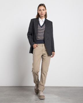 Brunello Cucinelli Синій жилет в смужку з пайєтками M19580202P
