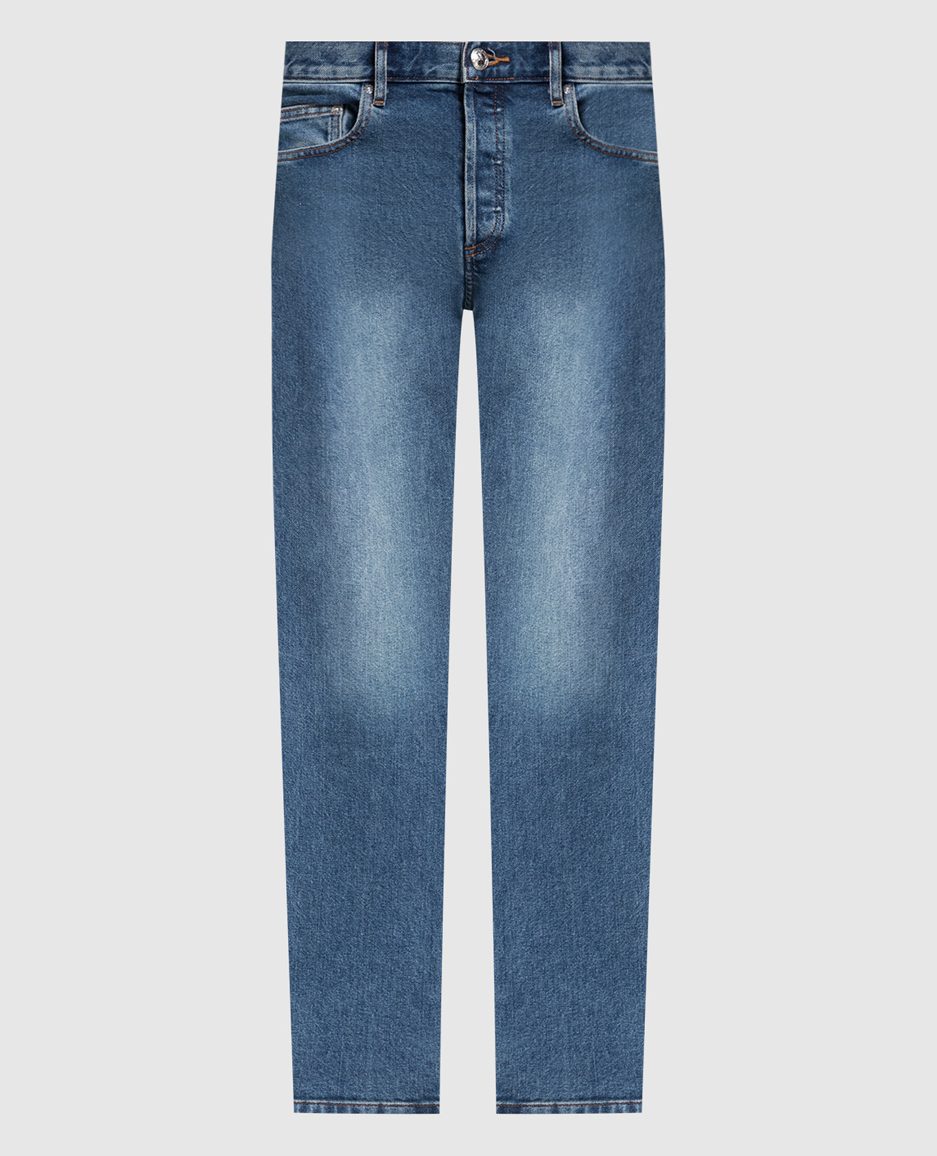 

Синие джинсы с эффектом потертости, Синий, Прямые джинсы