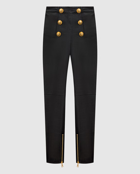 Balmain Черные кожаные брюки YF1QD006LB63