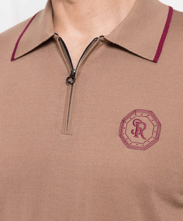 Stefano Ricci Brown silk and linen polo shirt K818052P31F23279 image 5