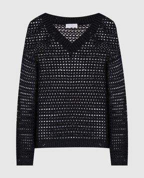 Brunello Cucinelli Черный ажурный пуловер с пайетками MDV796812