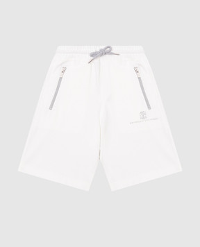 Brunello Cucinelli Детские белые шорты с логотипом BE854E387B
