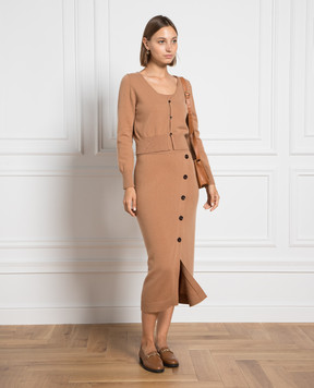 Allude Коричнева спідниця з вовни та кашеміру з розрізом 23517018