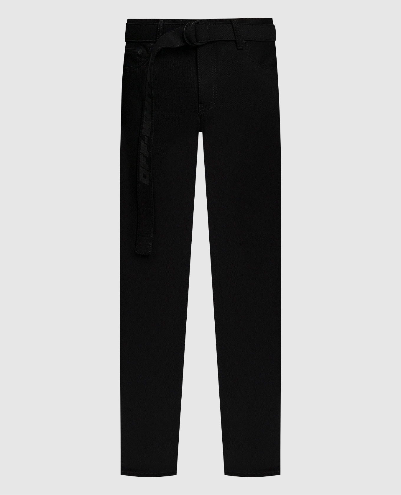 Черные джинсы с брендированным ремнем