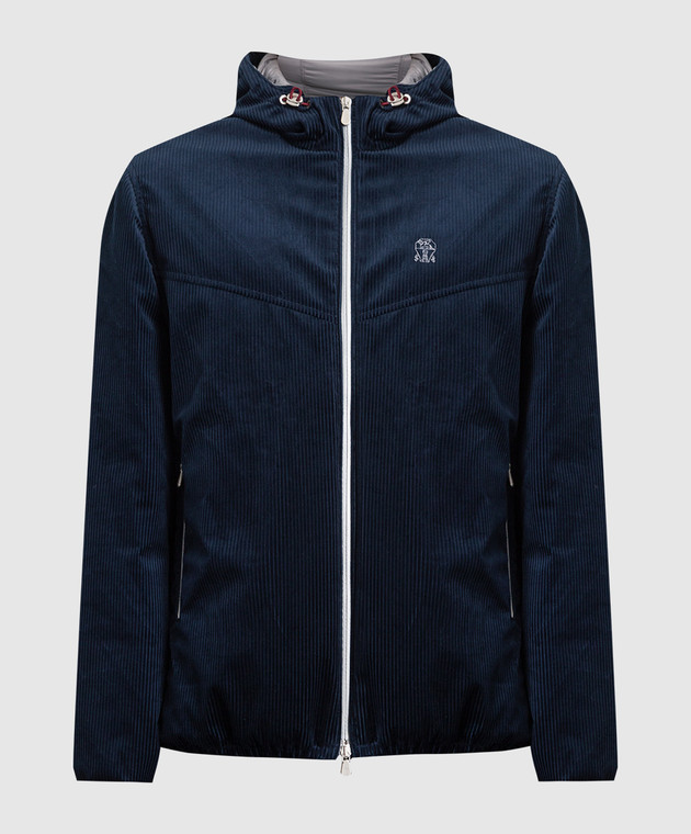 Brunello Cucinelli Темно-синя куртка в рубчик MQ4827429G