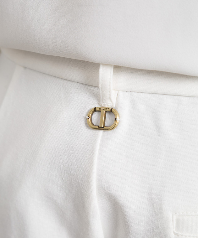 Twinset White pants with metallic Oval T logo 231TP2371 изображение 5