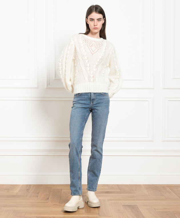 Twinset White openwork sweater in a pattern 232TP3110 image 2