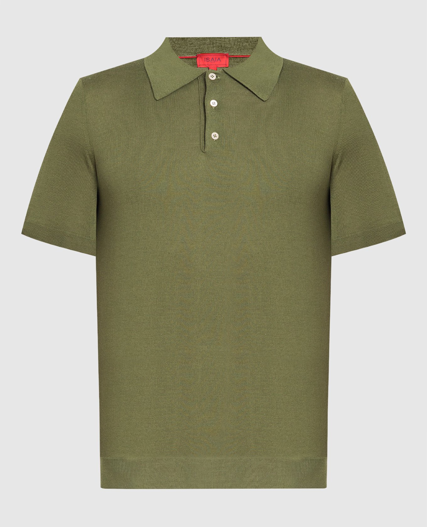 Green cashmere and silk polo shirt