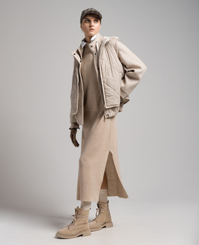 Brunello Cucinelli Бежевое платье с цепочкой мониль MER188A94