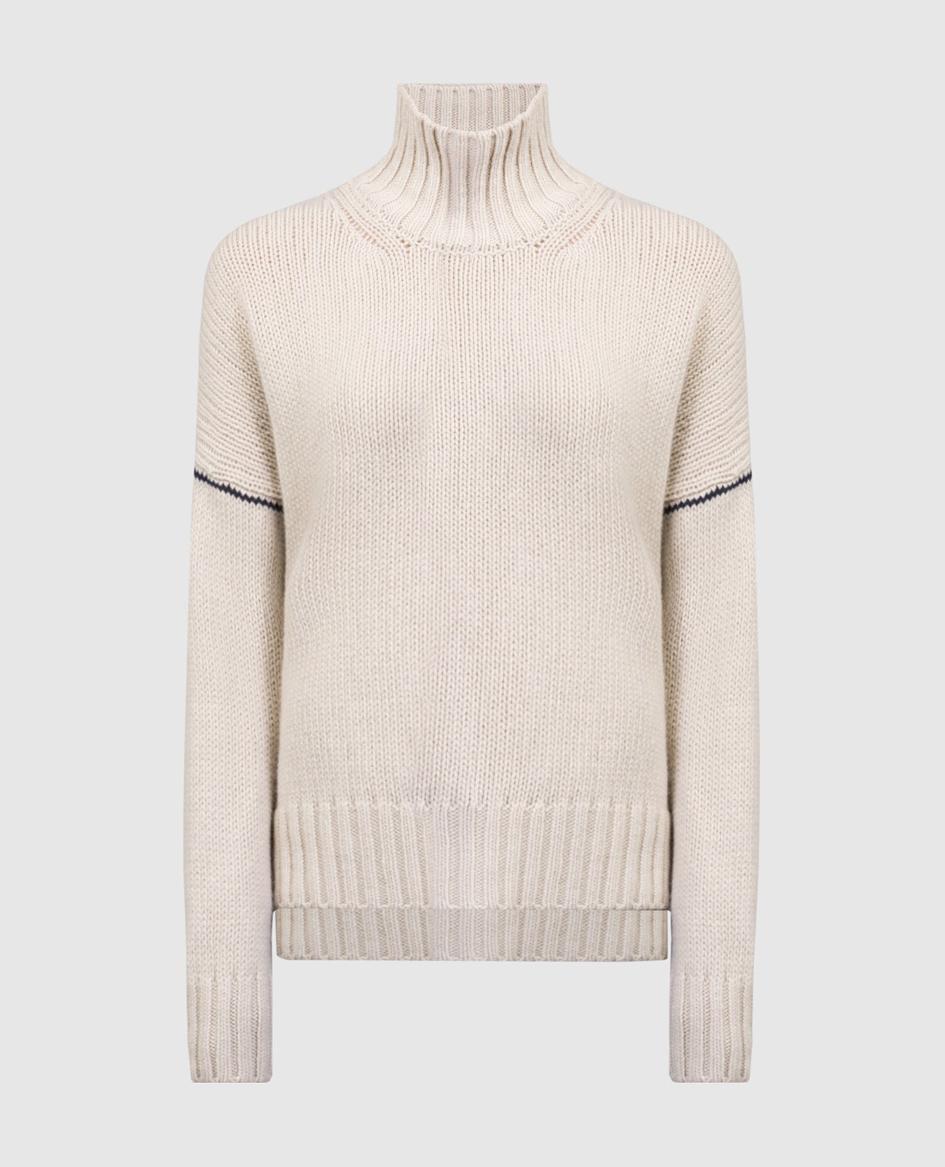Beige wool sweater with slits