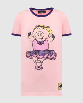 Dolce&Gabbana Розовая футболка с принтом F8H32TG7RDL