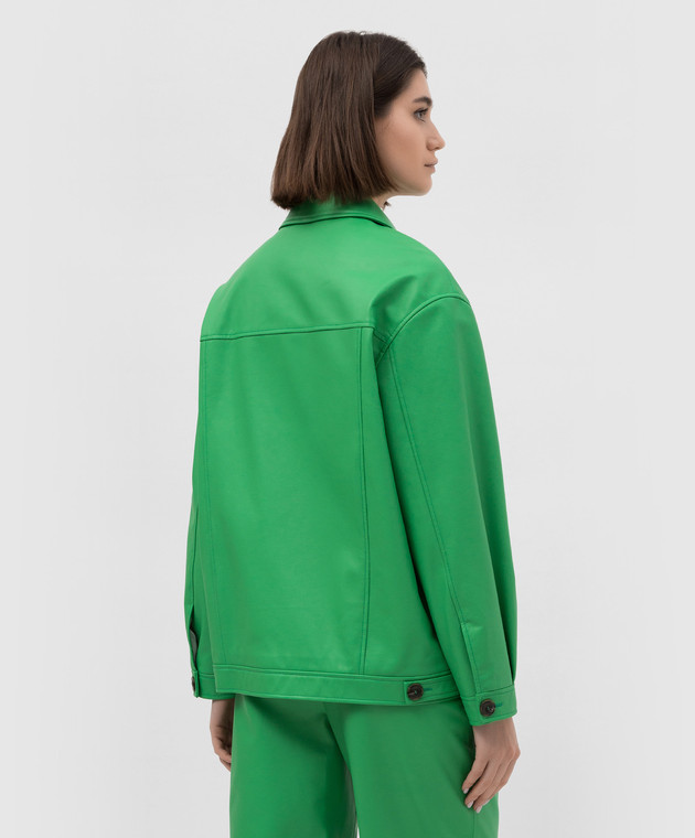 Simonetta Ravizza Зелена шкіряна куртка S02JA47L1 зображення 4