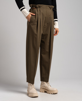 Moncler Штани кольору хакі з логотипом 2A0001254AUD
