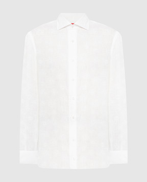 ISAIA Белая рубашка из льна в принт IM10TCC9409