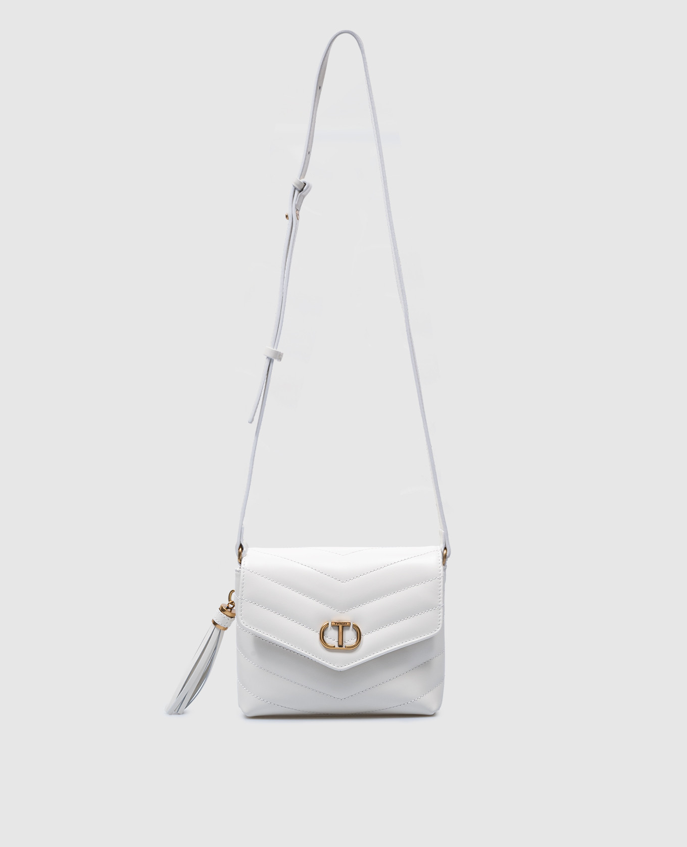 Белая сумка с стежкой с логотипом