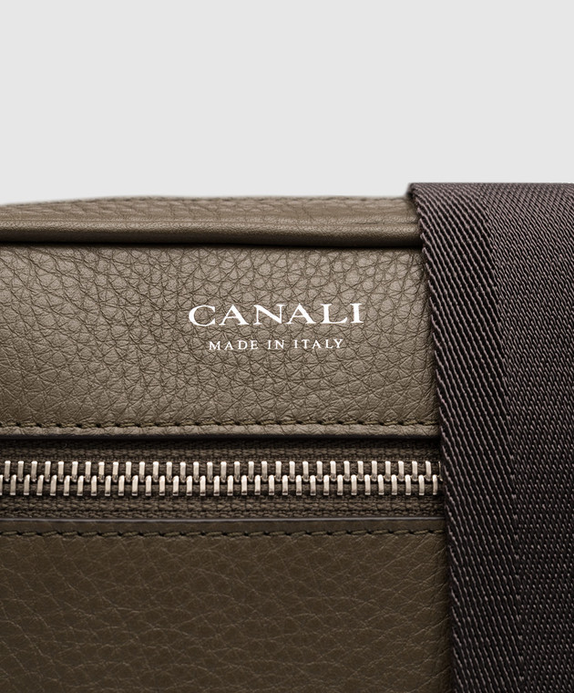 Canali Khaki logo leather shoulder bag NA00134P226001 изображение 5