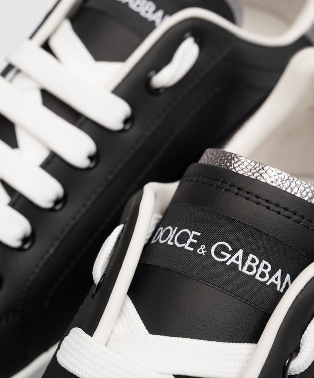Dolce&Gabbana Portofino black leather sneakers with logo CS2216AH527 image 5