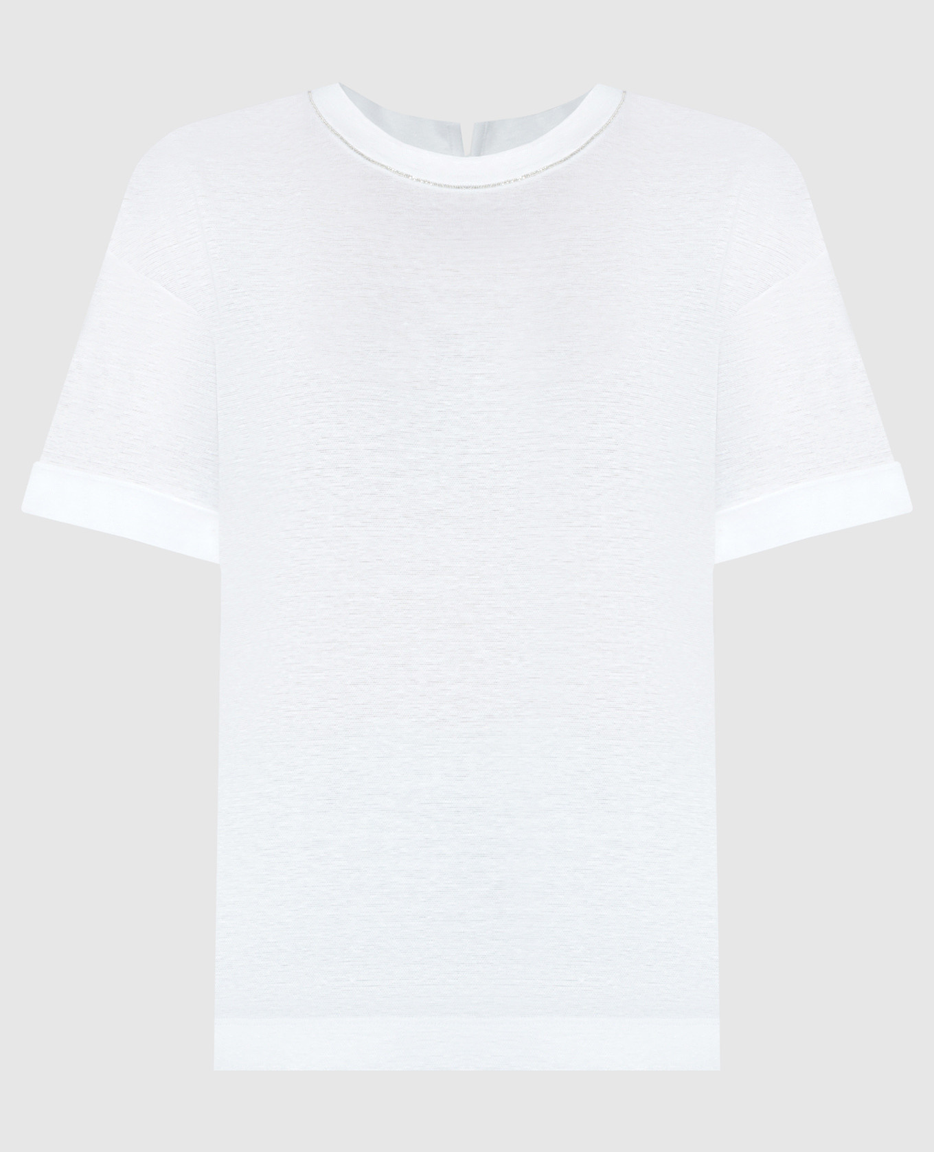 Белая футболка с леном с цепочкой мониль