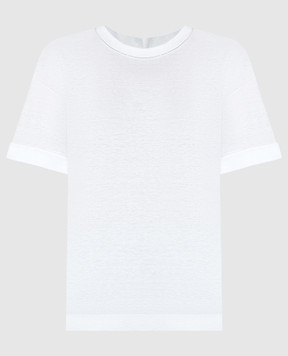 Peserico Белая футболка с леном с цепочкой мониль S06167J003036
