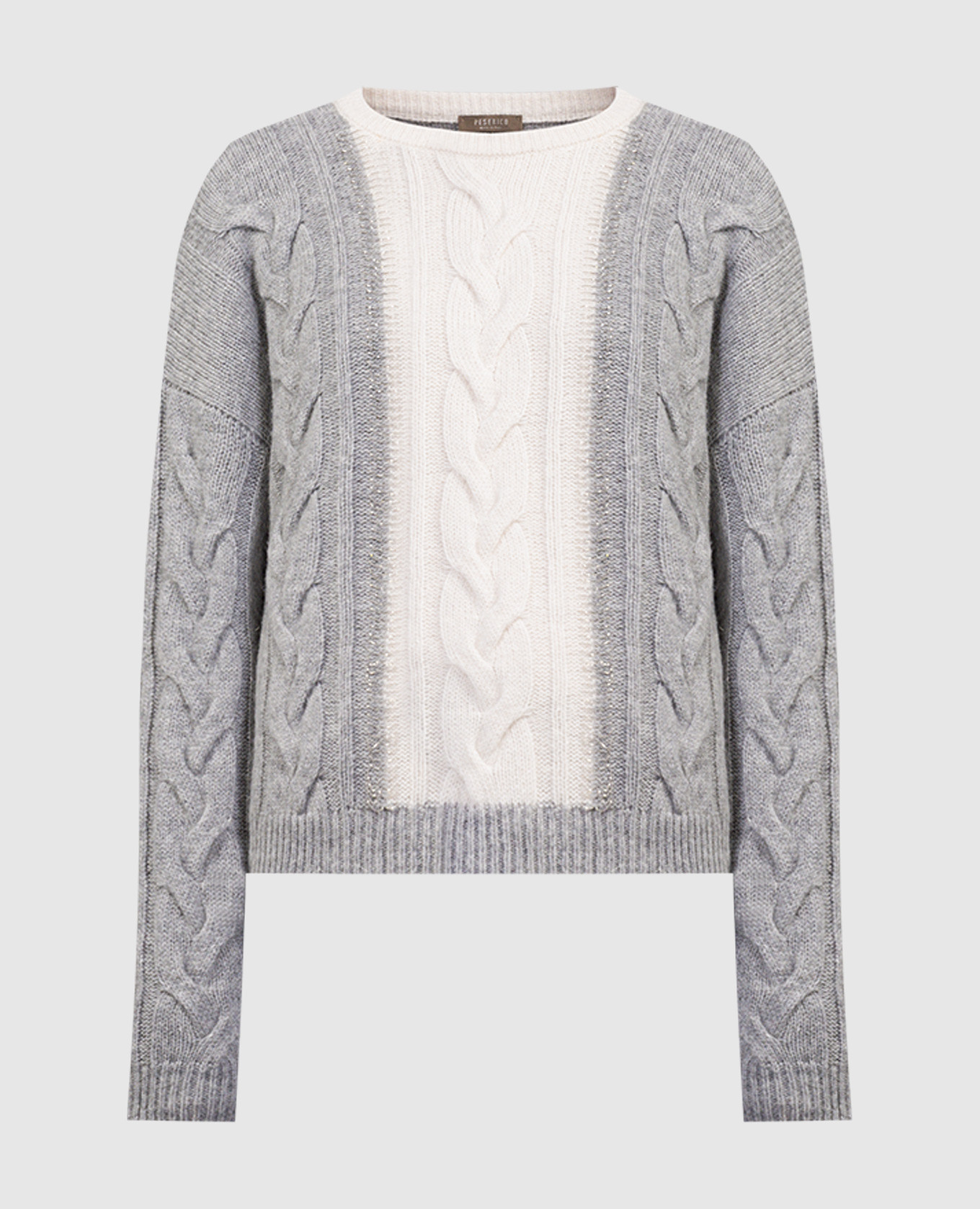 Gray sweater made of wool, silk and cashmere with a textured pattern