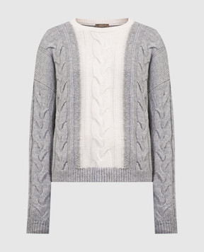 Peserico Сірий светр з вовни, шовку і кашеміру з фактурним візерунком E99086F059018H