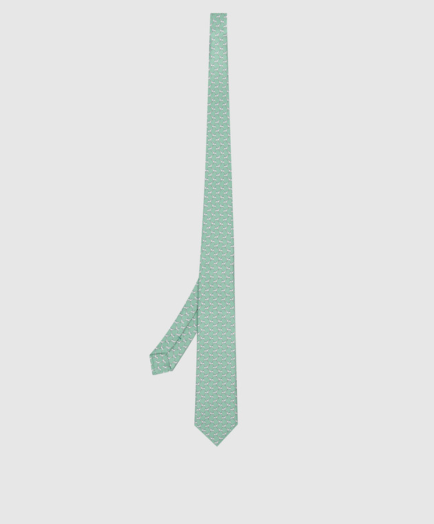 Stefano Ricci Дитячий світло-зелений шовковий набір із краватки та хустки-паші у візерунок YDHNG300 зображення 3