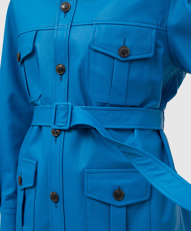 Simonetta Ravizza Синя шкіряна куртка S02JA81L1 зображення 5