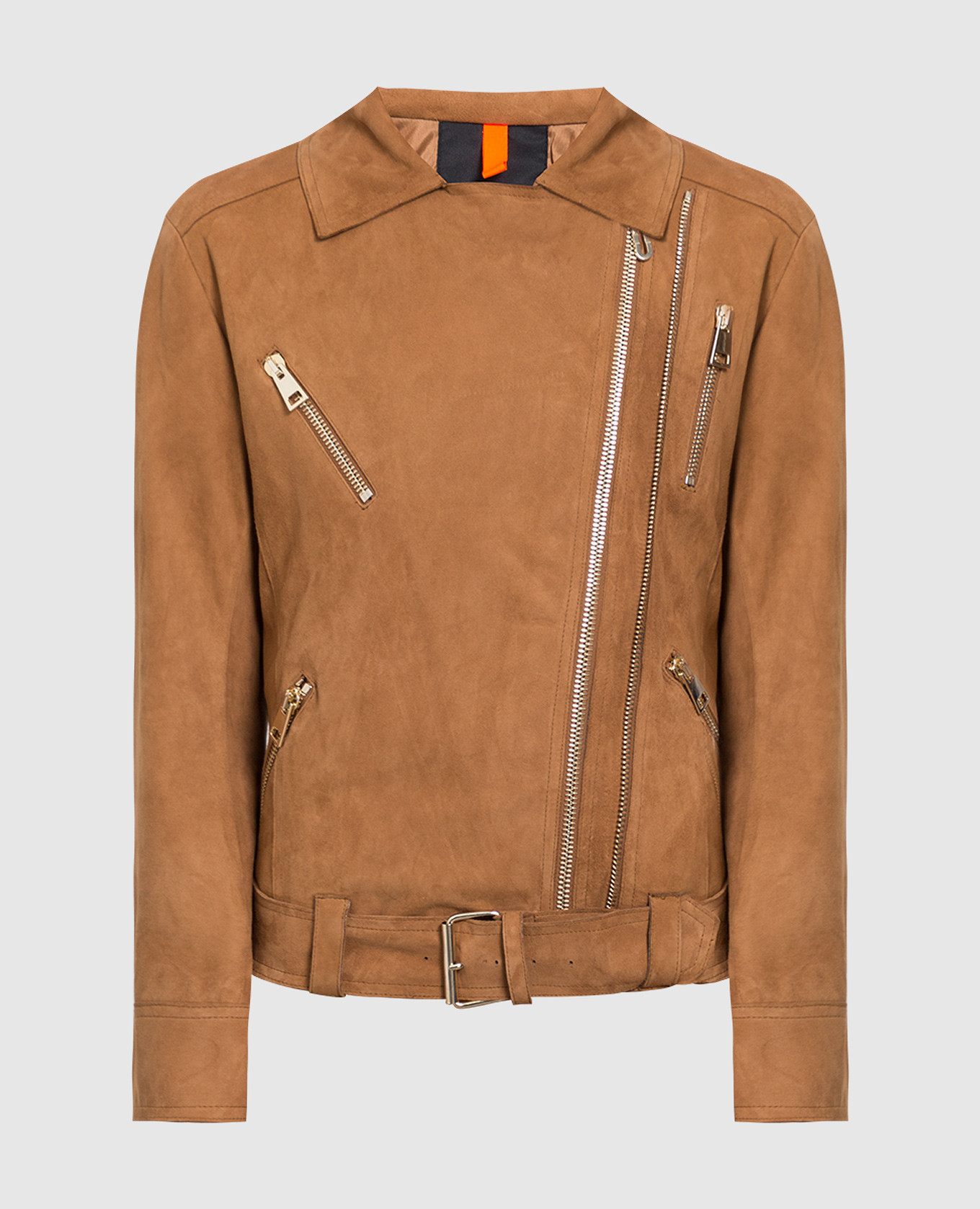 Camoscio brown suede biker jacket
