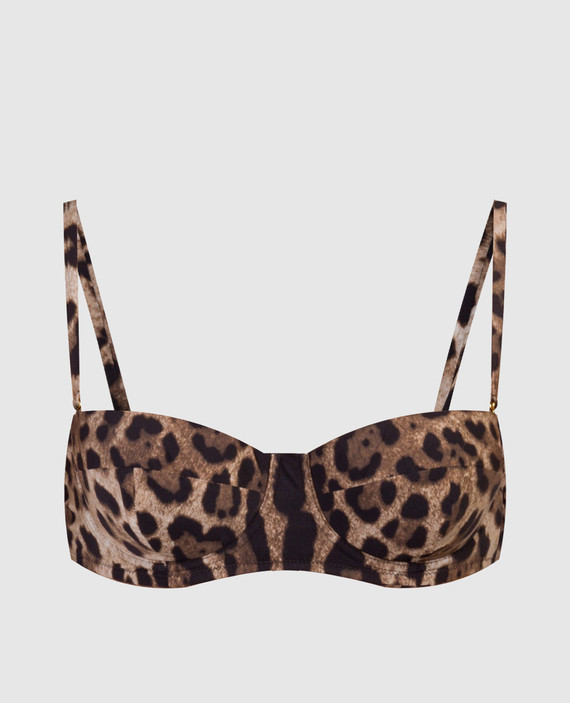 Brown balconette bodice from a swimsuit in an animalistic print