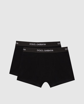 Dolce&Gabbana Детский набор черных трусиков-боксеров с логотипом. L4J701G7OCT